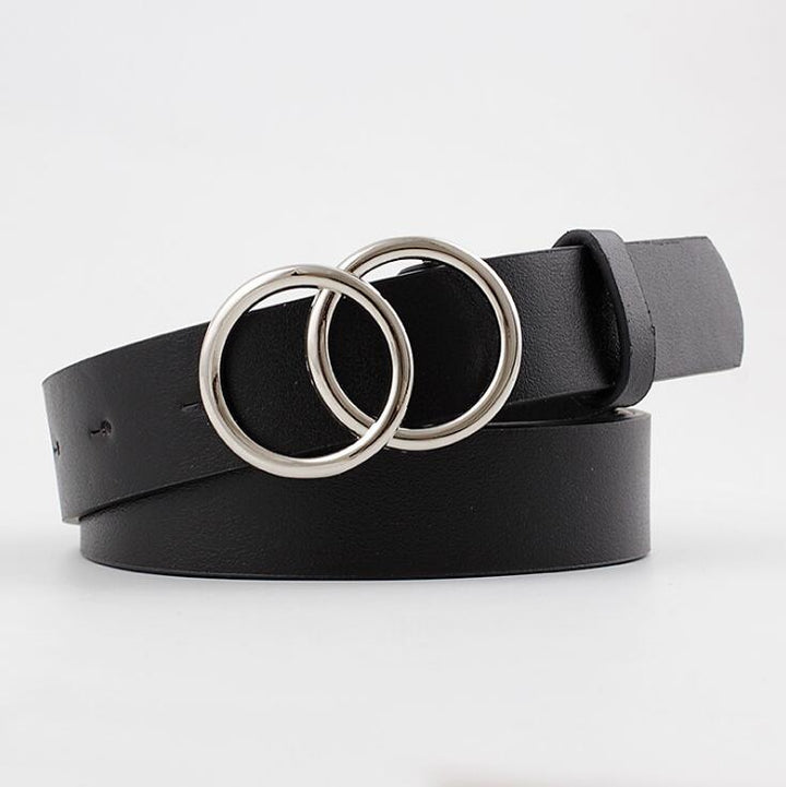 Aria - Elegante cinturón de piel para señora con elegante hebilla tórica