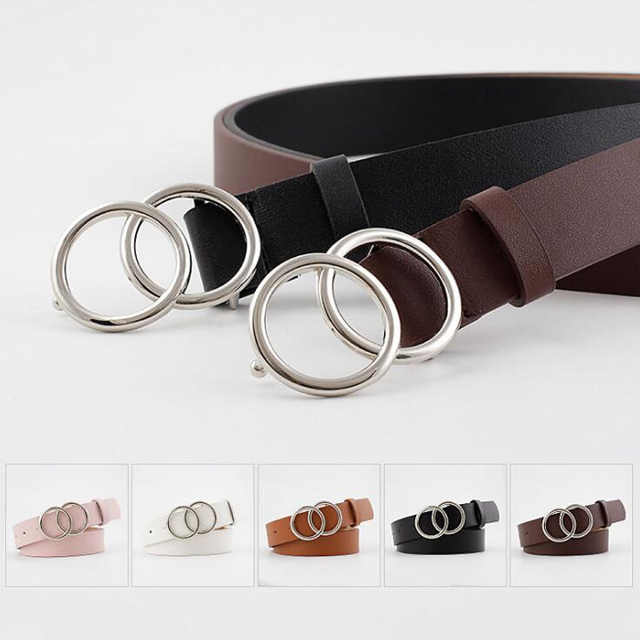 Aria - Elegante cinturón de piel para señora con elegante hebilla tórica