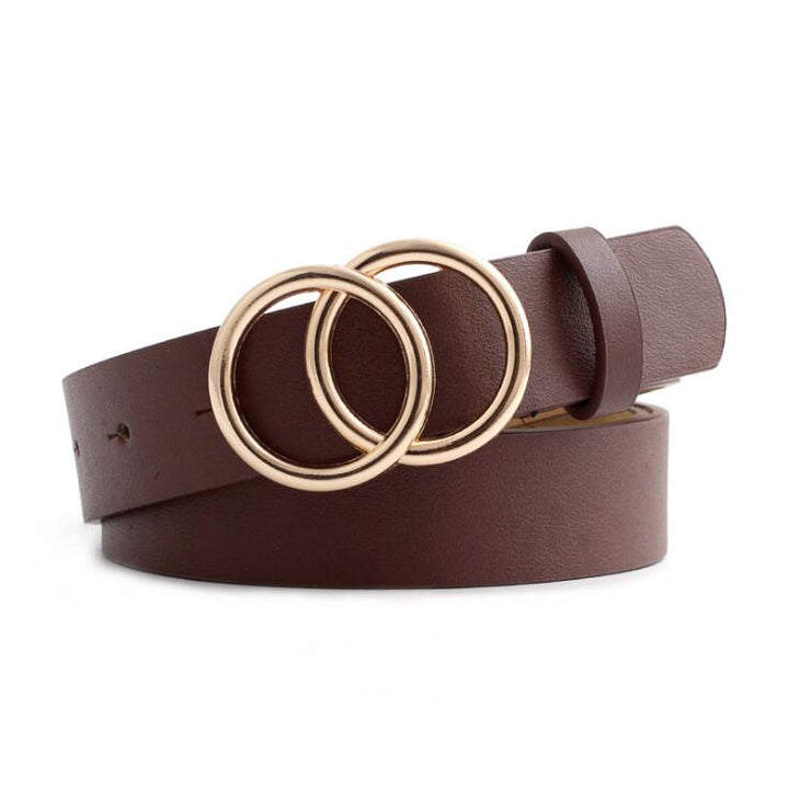 Aria - Elegante cinturón de piel para señora con elegante hebilla tórica