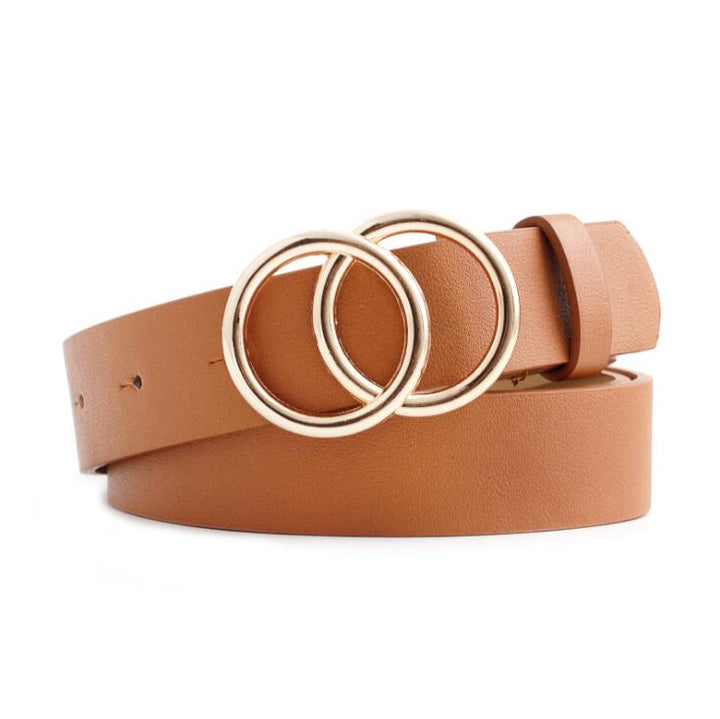 Aria - Elegante cinturón de piel para señora con elegante hebilla tórica