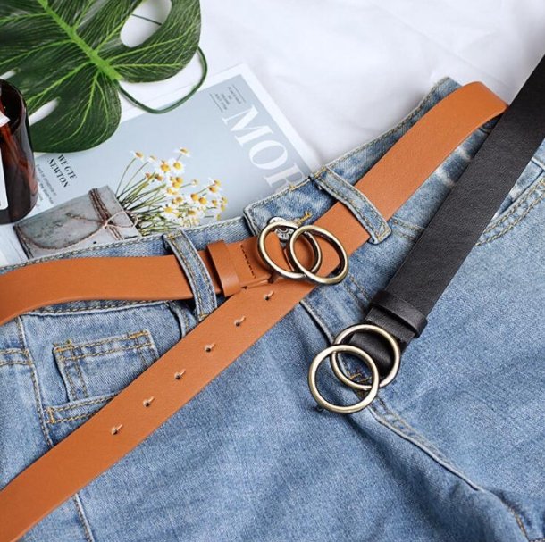 Aria - Elegante cinturón de piel para señora con elegante hebilla tórica