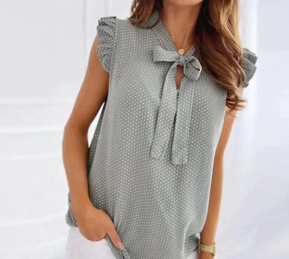 Rhea - Preciosa y sofisticada blusa con lazo para mujer