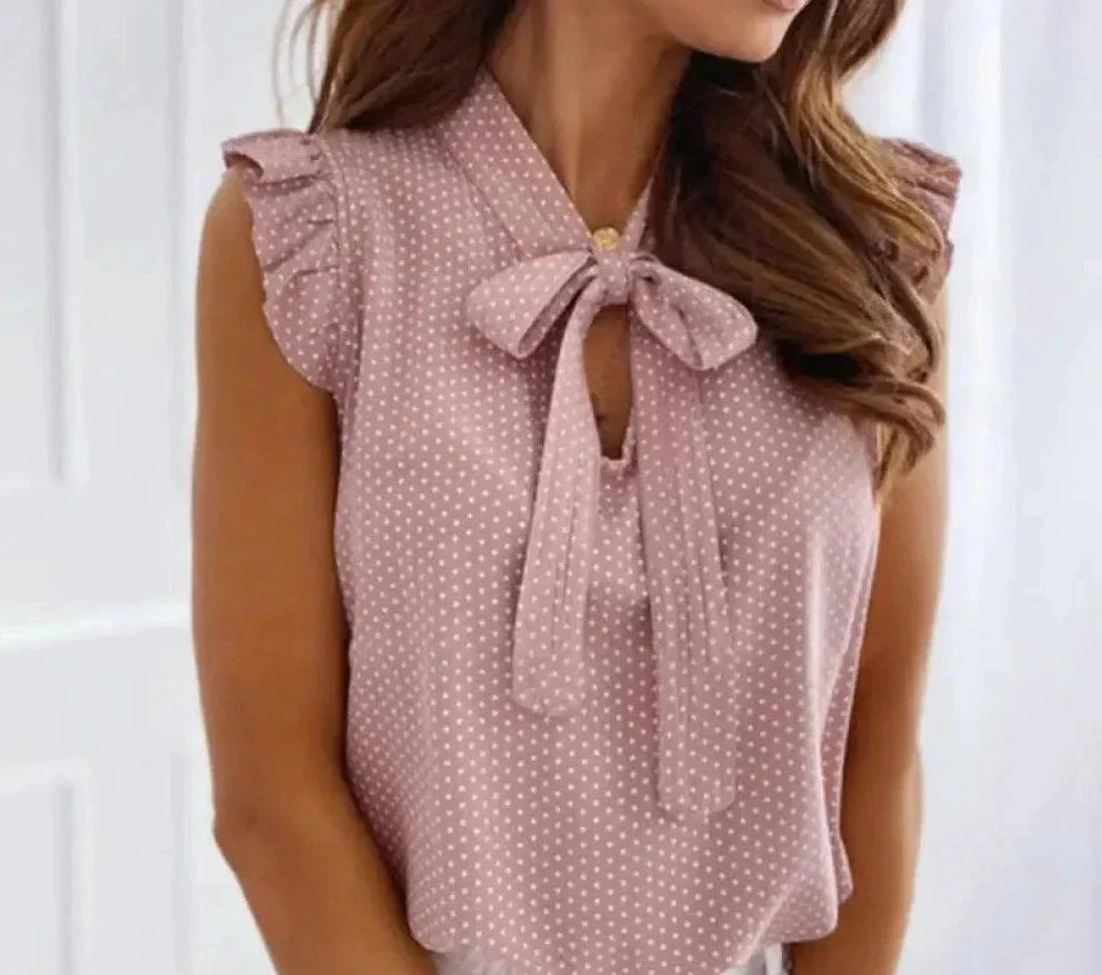 Rhea - Preciosa y sofisticada blusa con lazo para mujer