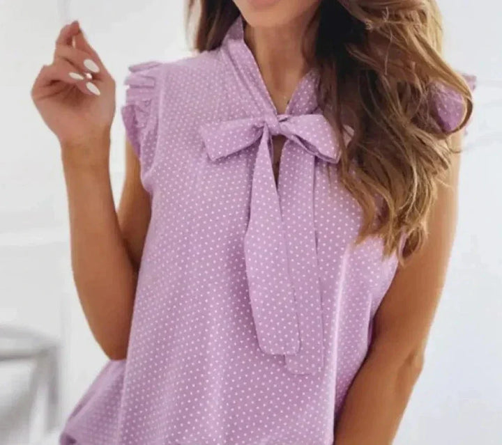 Rhea - Preciosa y sofisticada blusa con lazo para mujer