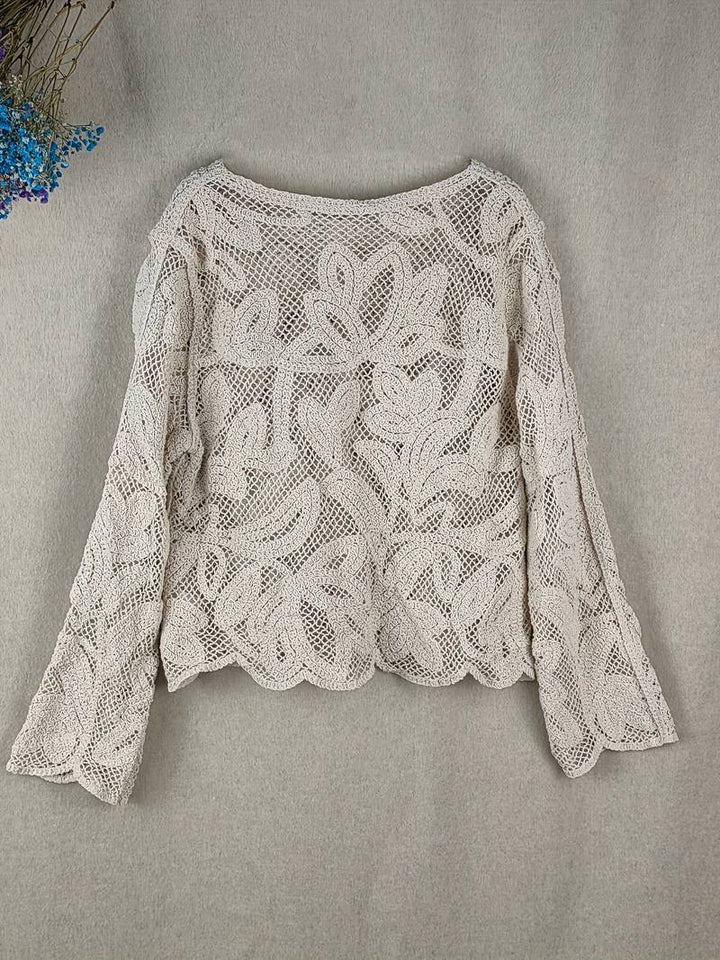 Diana - Elegante camisa de manga larga para mujer en color albaricoque