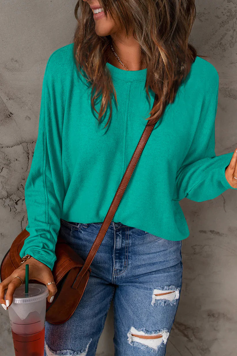 Fiona - Elegante camisa otoñal informal de manga larga y cuello redondo para mujer