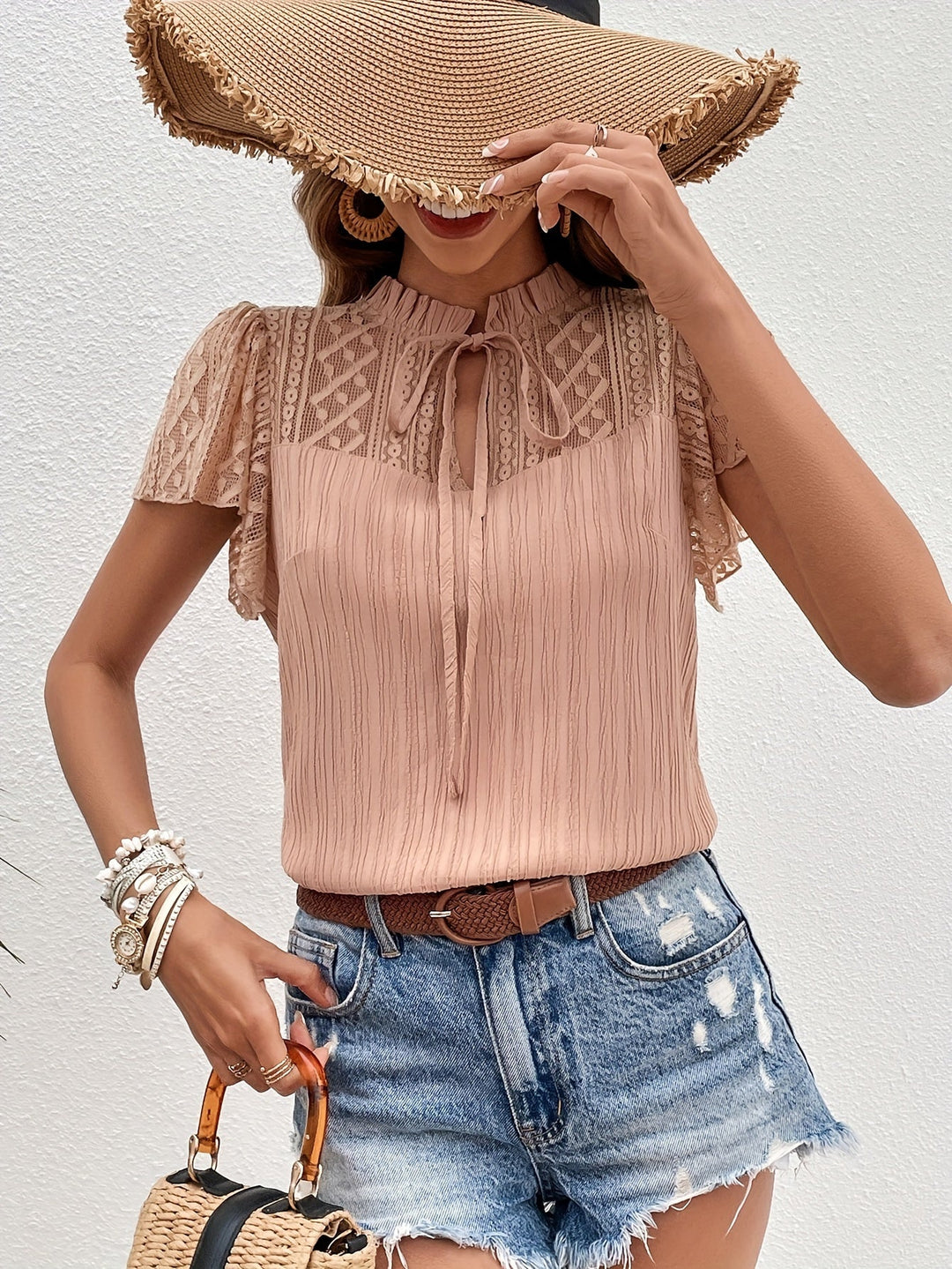 Avalynn - Elegante y cómoda blusa de verano albaricoque para mujer