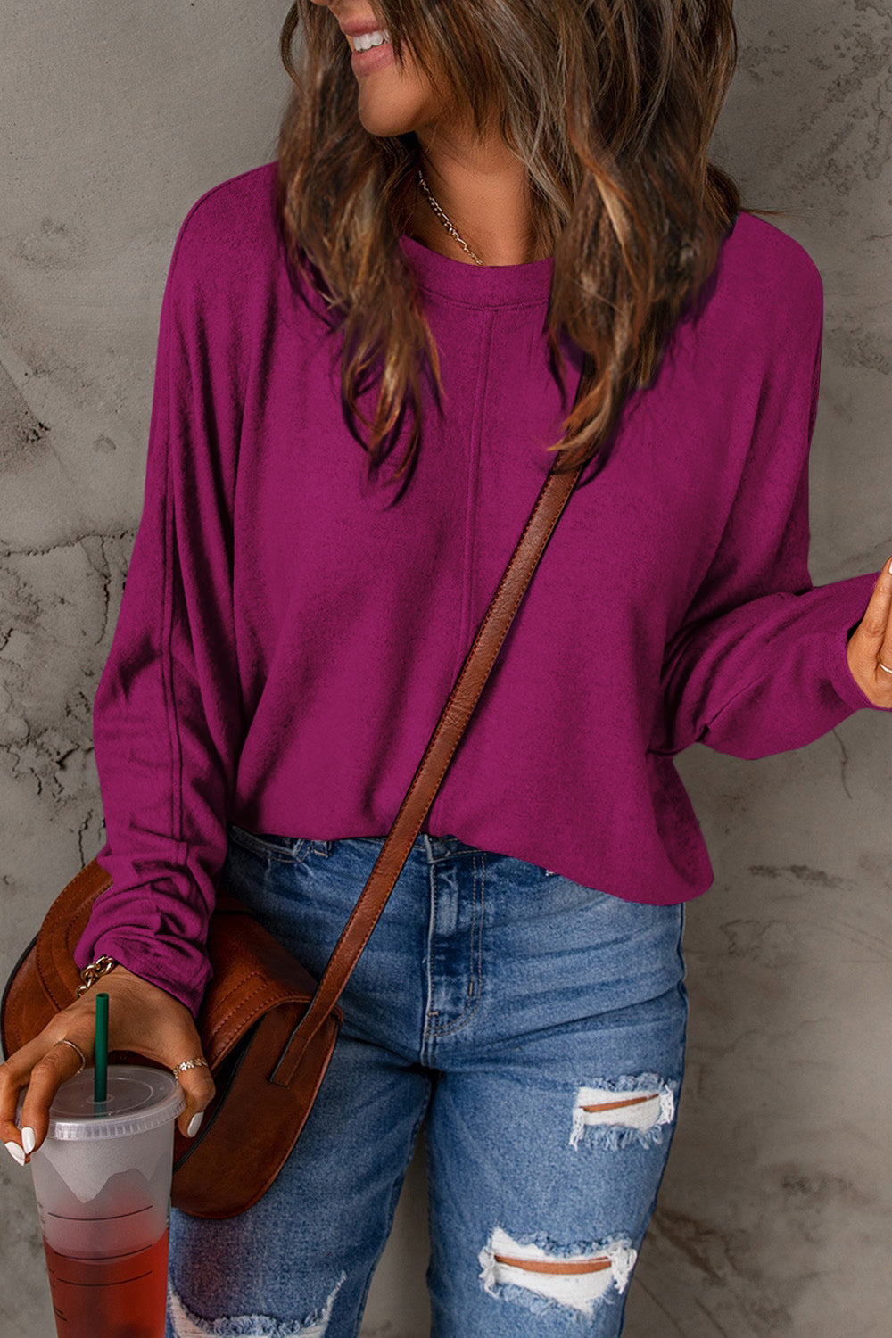 Fiona - Elegante camisa otoñal informal de manga larga y cuello redondo para mujer