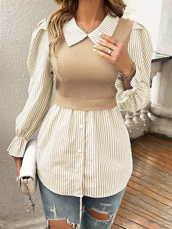 Olivia - Elegante blusa de rayas para mujer a la moda de primavera y otoño