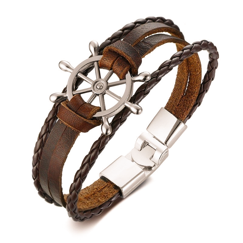 Sam - Elegante pulsera con timón retro para el hombre moderno