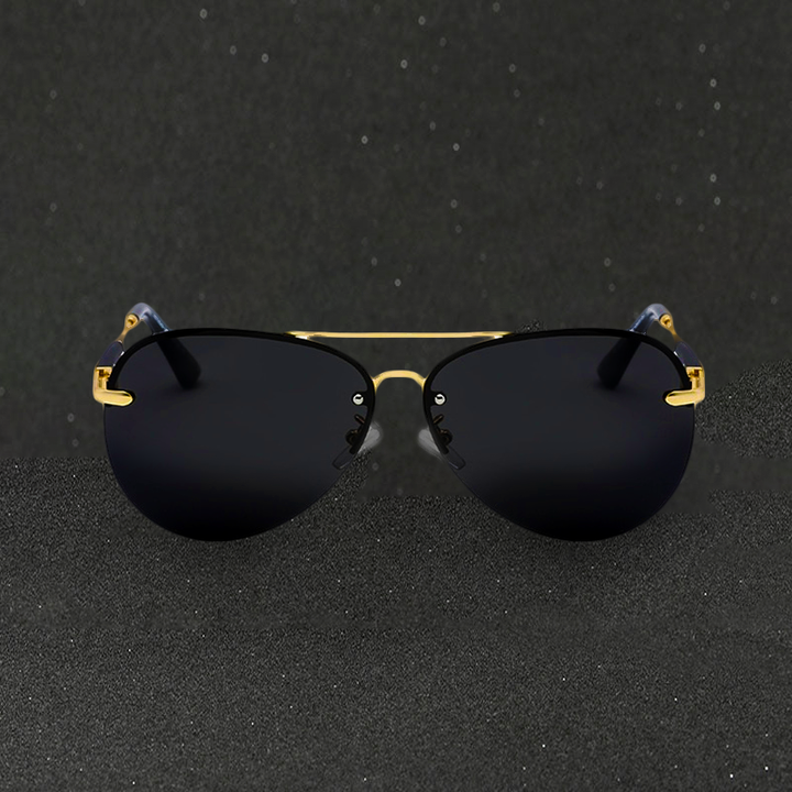 Alec - Elegantes gafas de sol de aviador polarizadas negras para hombre