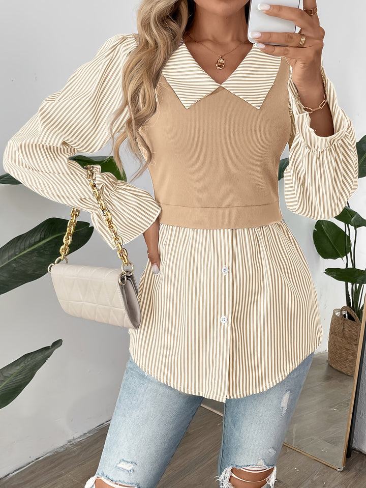 Olivia - Elegante blusa de rayas para mujer a la moda de primavera y otoño