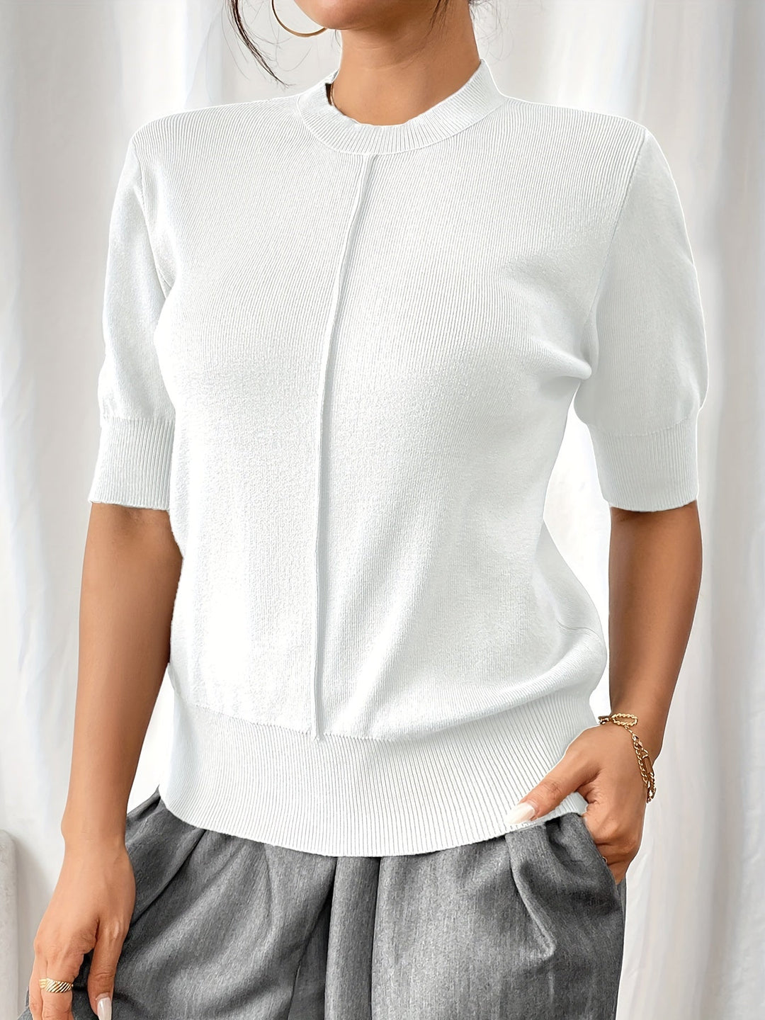 Top de verano de punto con cuello alto para mujer | Elise