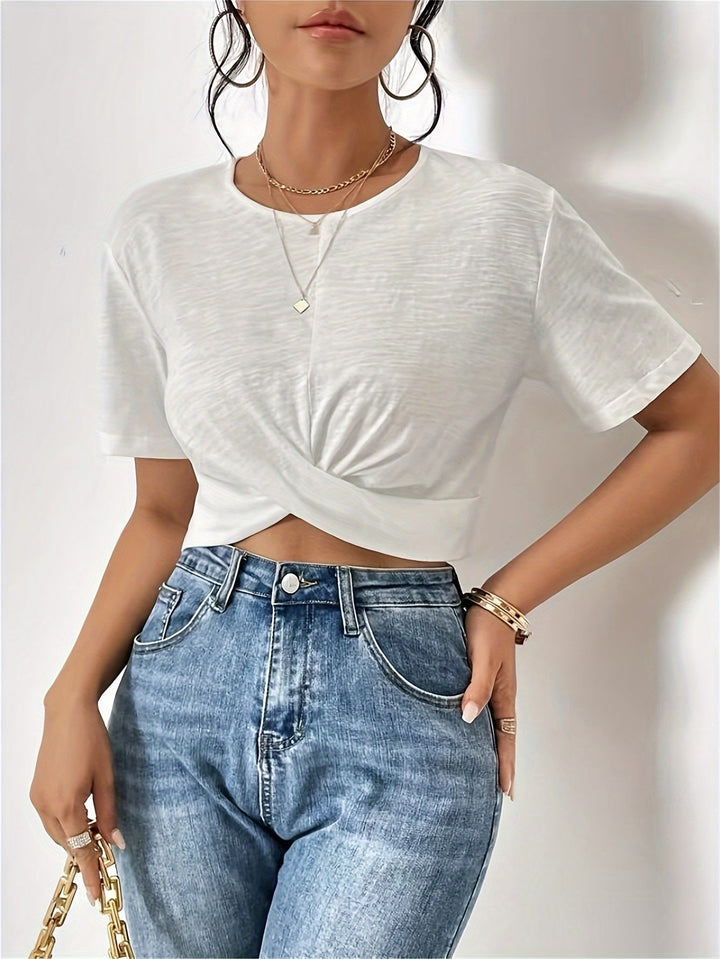 Camiseta de Textura Femenina en Bonito Color Cereza