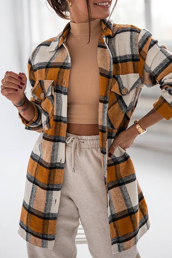 Marga - Elegante y cómoda blusa camisera a cuadros para mujer