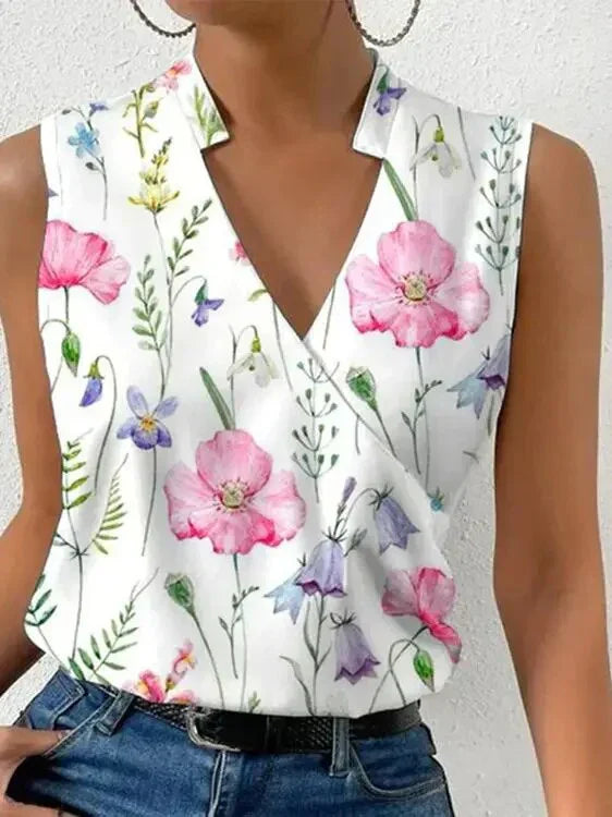 Nora - Elegante top de mujer sin mangas y con cuello en V, ¡Perfecto para el verano!