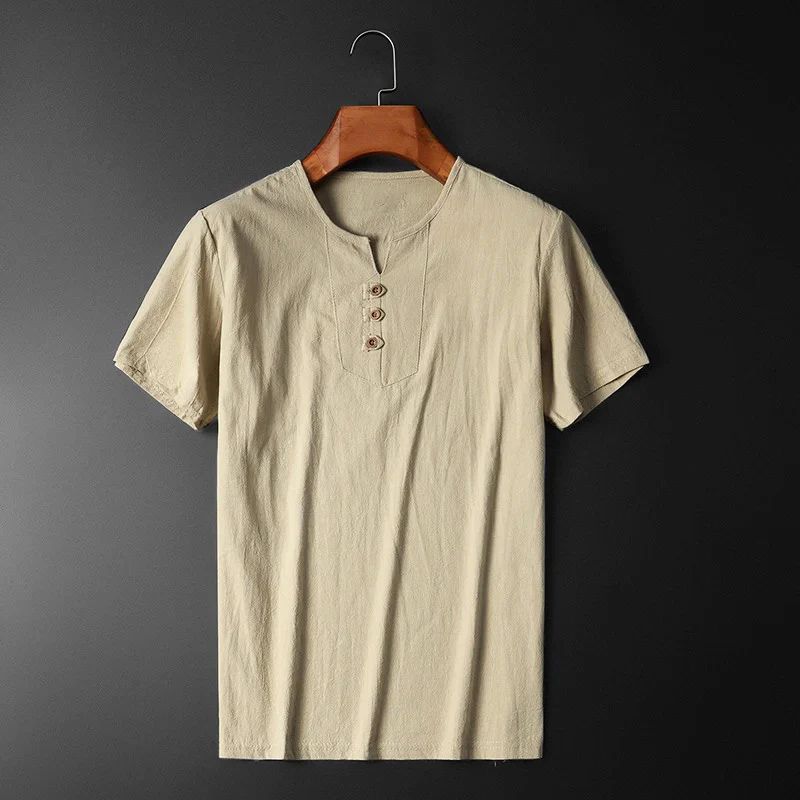 Elegante y vaporosa camiseta de verano de algodón y lino para hombre - Gio