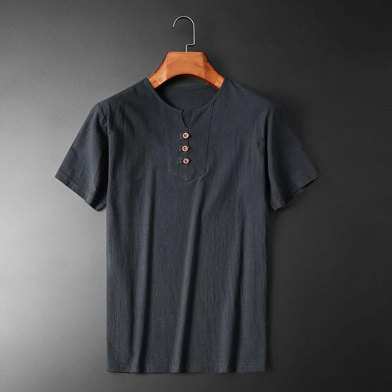 Elegante y vaporosa camiseta de verano de algodón y lino para hombre - Gio