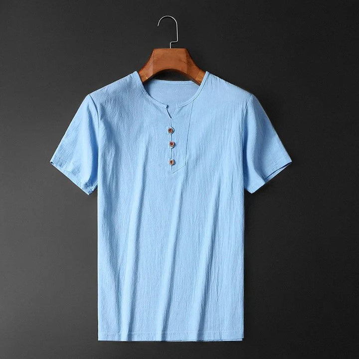 Elegante y vaporosa camiseta de verano de algodón y lino para hombre - Gio