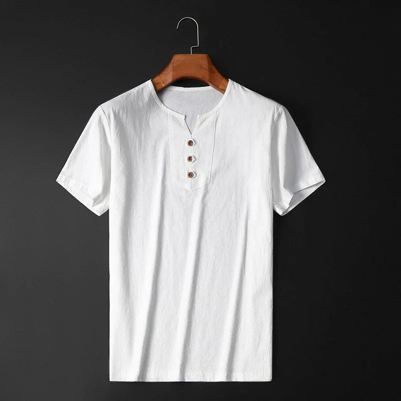Elegante y vaporosa camiseta de verano de algodón y lino para hombre - Gio