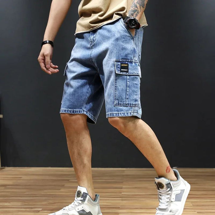 Elegante y lujoso pantalón corto vaquero cargo de verano para hombre - Folk