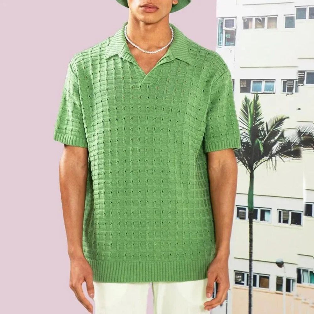 Elegante polo de punto para hombre - Verano en Roge