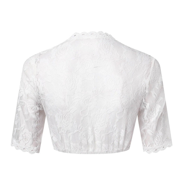 Mona - Elegante blusa blanca de encaje de media manga para mujer