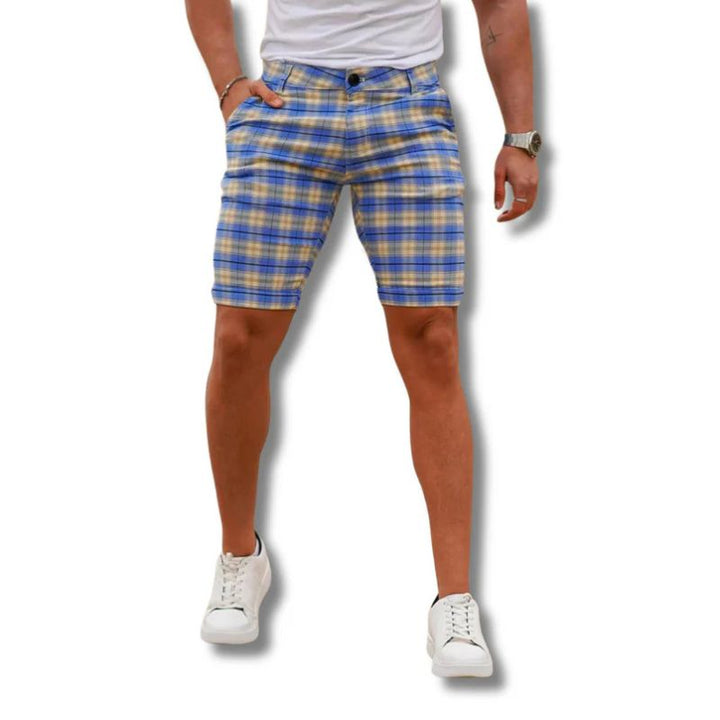 Elegantes pantalones cortos a cuadros para hombre - Rewan