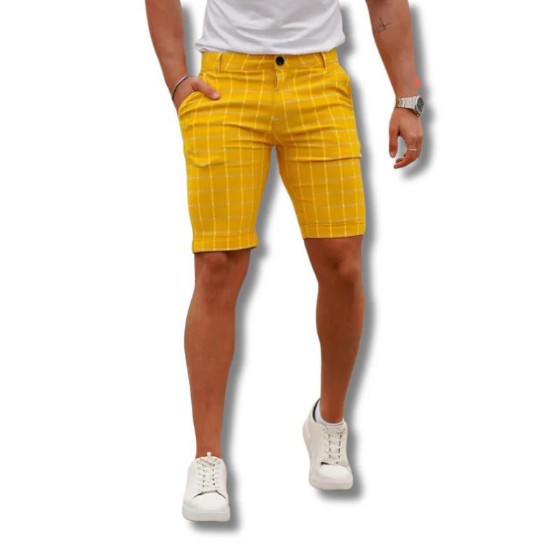 Elegantes pantalones cortos a cuadros para hombre - Rewan