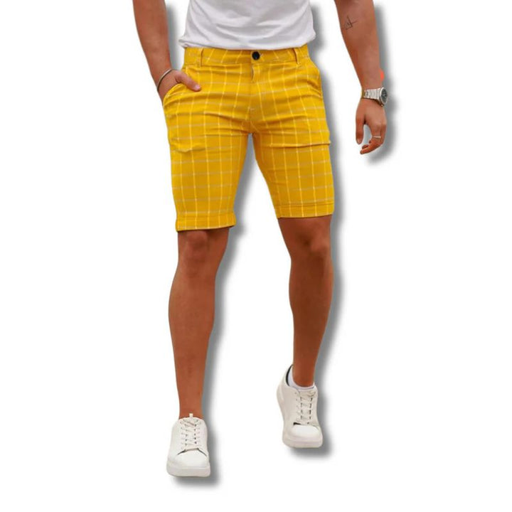 Elegantes pantalones cortos a cuadros para hombre - Rewan