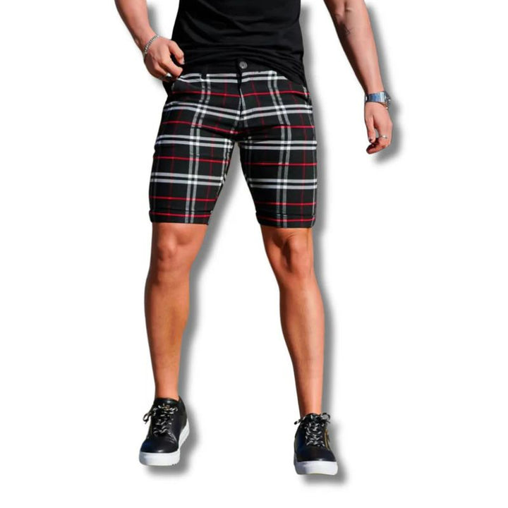 Elegantes pantalones cortos a cuadros para hombre - Rewan