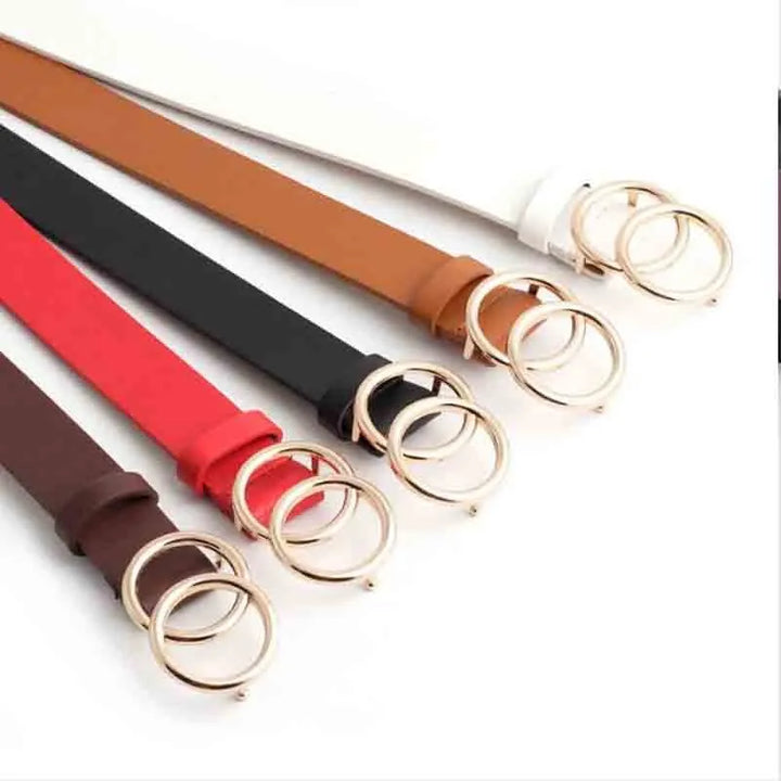 Aria - Elegante cinturón de piel para señora con elegante hebilla tórica