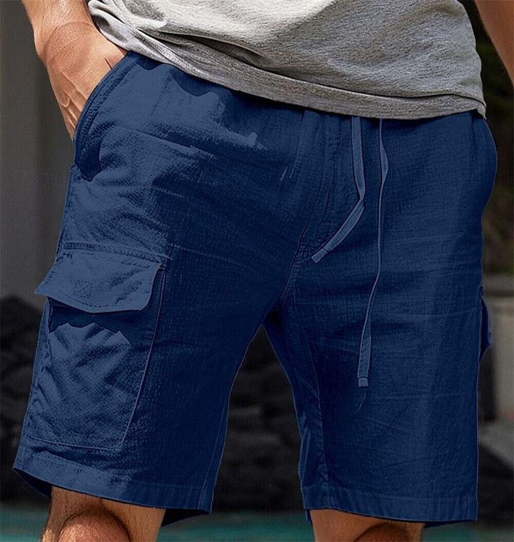 Elegantes y cómodos pantalones cortos cargo de lino para hombre - Nard para el verano