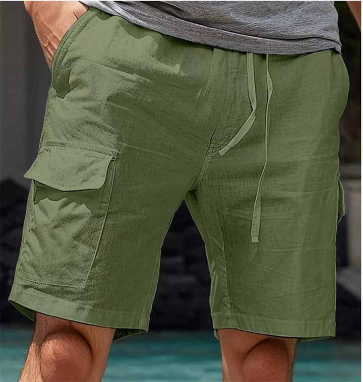 Elegantes y cómodos pantalones cortos cargo de lino para hombre - Nard para el verano