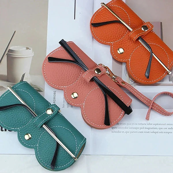 Sam - Elegante funda de gafas de piel con práctico cierre de botón a presión para el verano