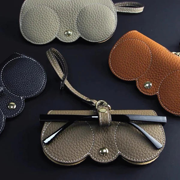 Sam - Elegante funda de gafas de piel con práctico cierre de botón a presión para el verano