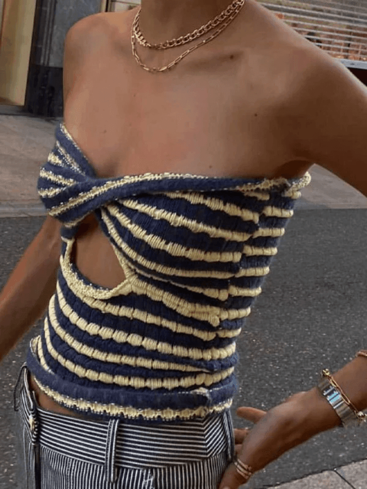 Fenna - Elegante top bandeau trenzado para mujer
