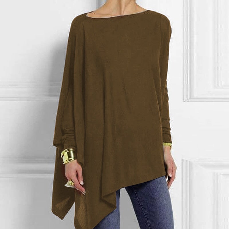 Adeline - Otoño Casual de moda O-cuello Top de manga larga para las mujeres