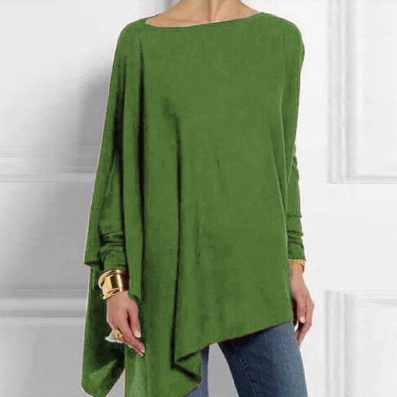 Adeline - Otoño Casual de moda O-cuello Top de manga larga para las mujeres