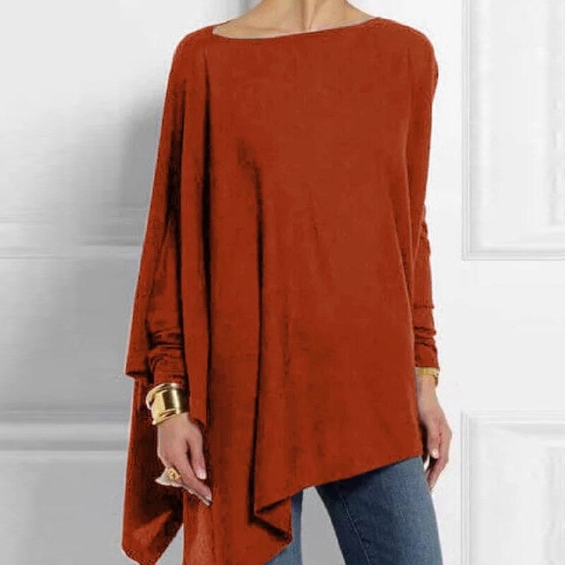 Adeline - Otoño Casual de moda O-cuello Top de manga larga para las mujeres