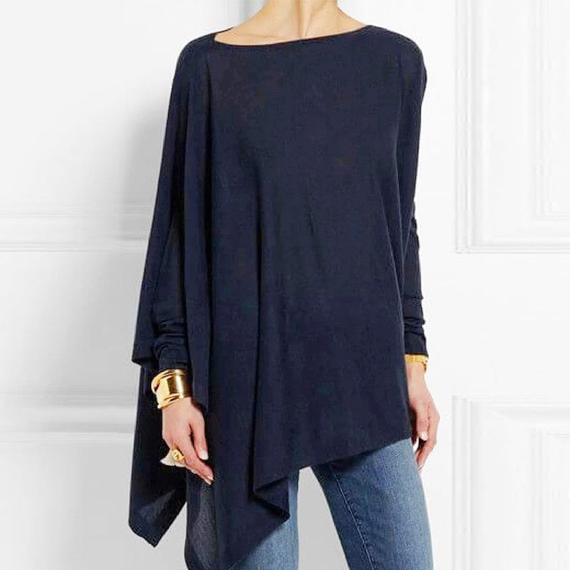 Adeline - Otoño Casual de moda O-cuello Top de manga larga para las mujeres